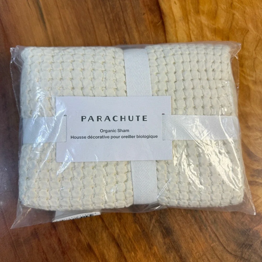 NEW Parachute Organic Waffle Pillow Euro Sham  Cream One Size Cotton Z3-20